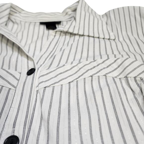 Lane Bryant Womens Button Down Blouse Top Plus Size 18/20 White Metallic Stripe - Picture 8 of 10